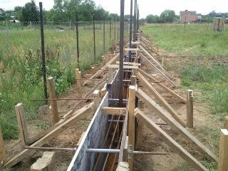 Ленточный фундамент под забор из профнастила